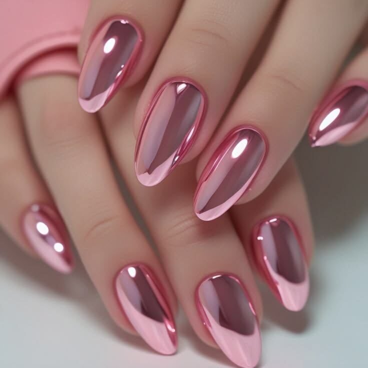 Burgundy chrome nails