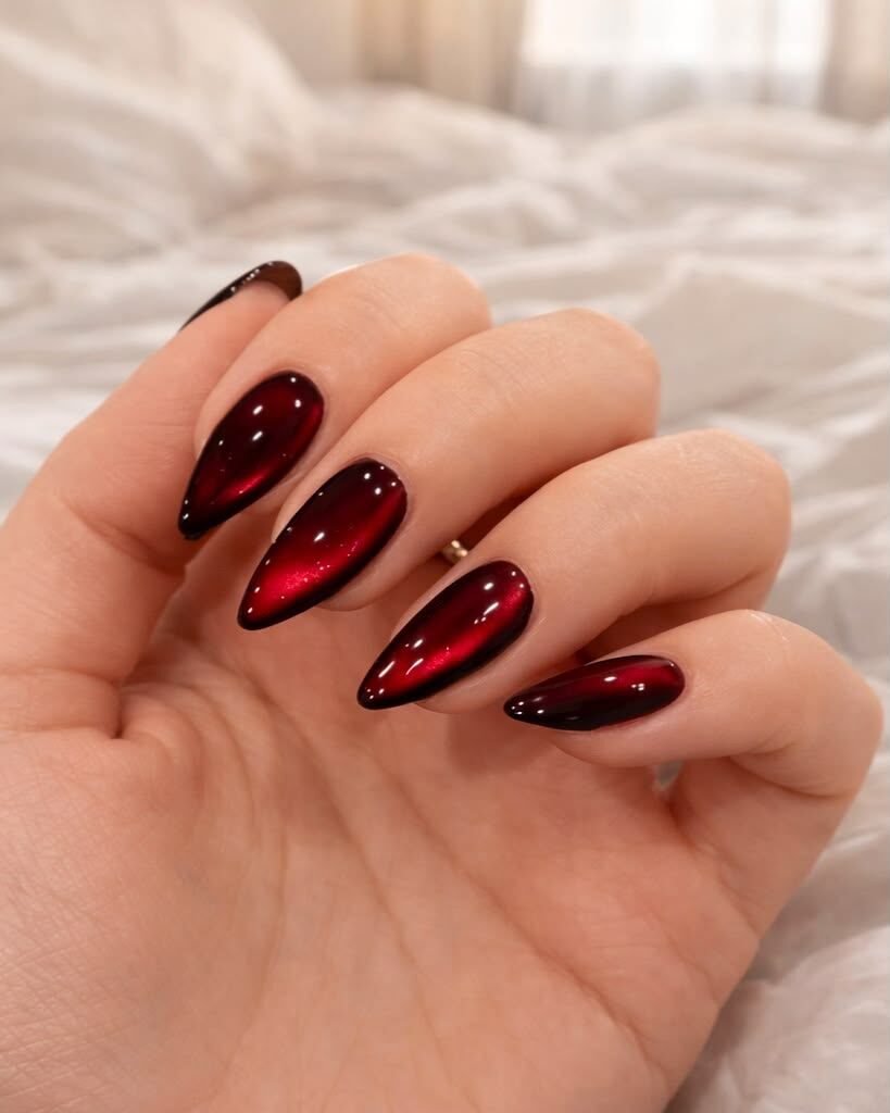 Cherry chrome nails