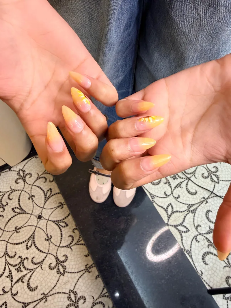Sunflower Ombré nails by Haus of Nails by Ritu, Gurgaon
