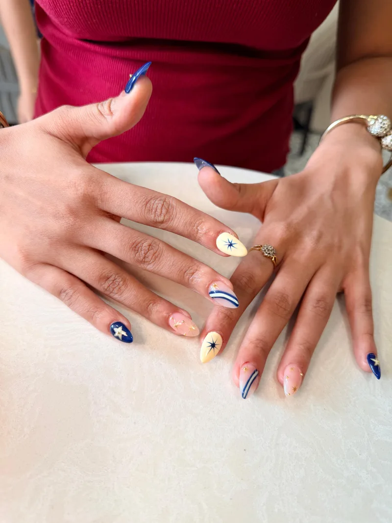 Starry Navy nails by Haus of Nails by Ritu, Gurgaon