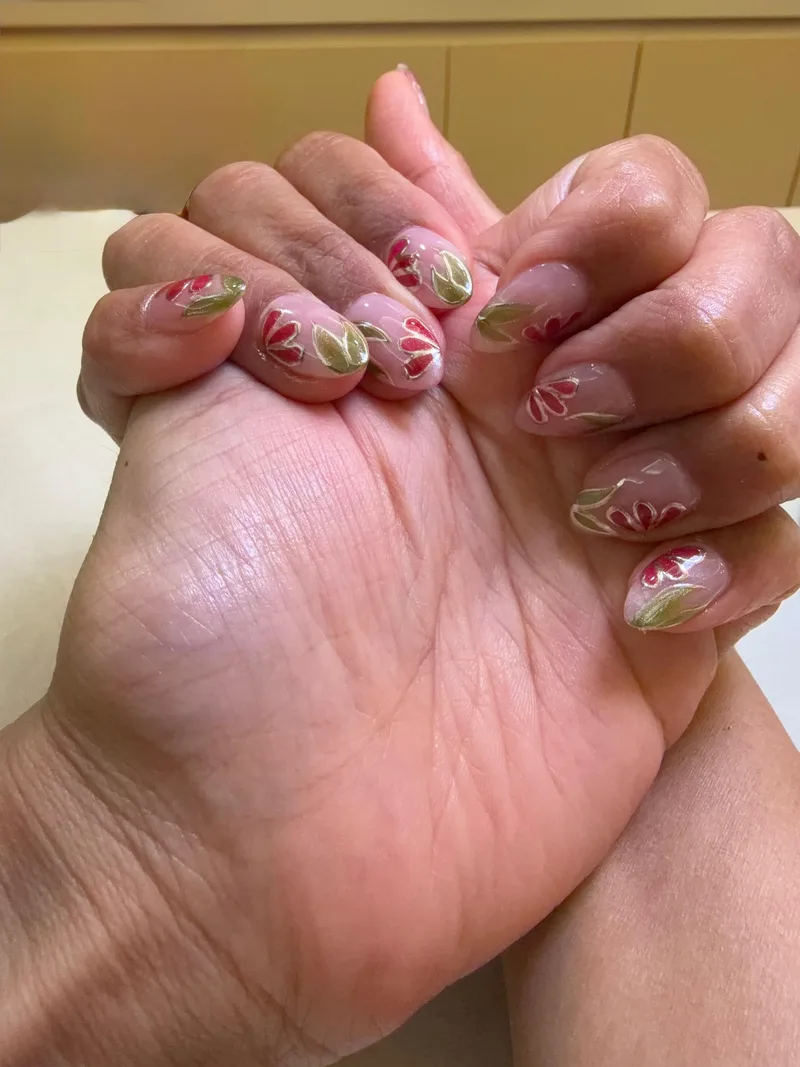 Rosebud Art nails by Haus of Nails by Ritu, Gurgaon