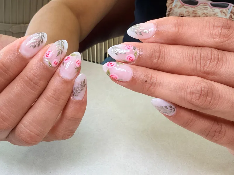 Rose Garden nails by Haus of Nails by Ritu, Gurgaon