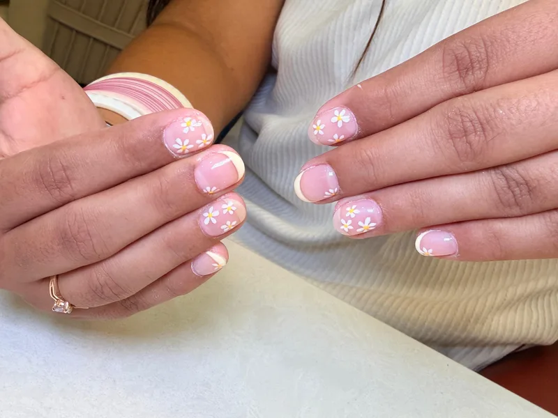 Daisy French nails by Haus of Nails by Ritu, Gurgaon