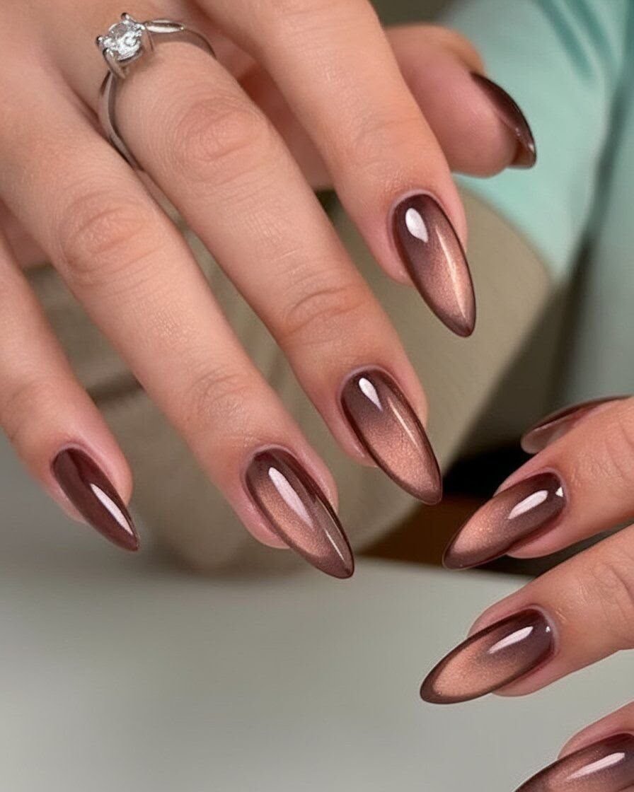Mocha chrome nails
