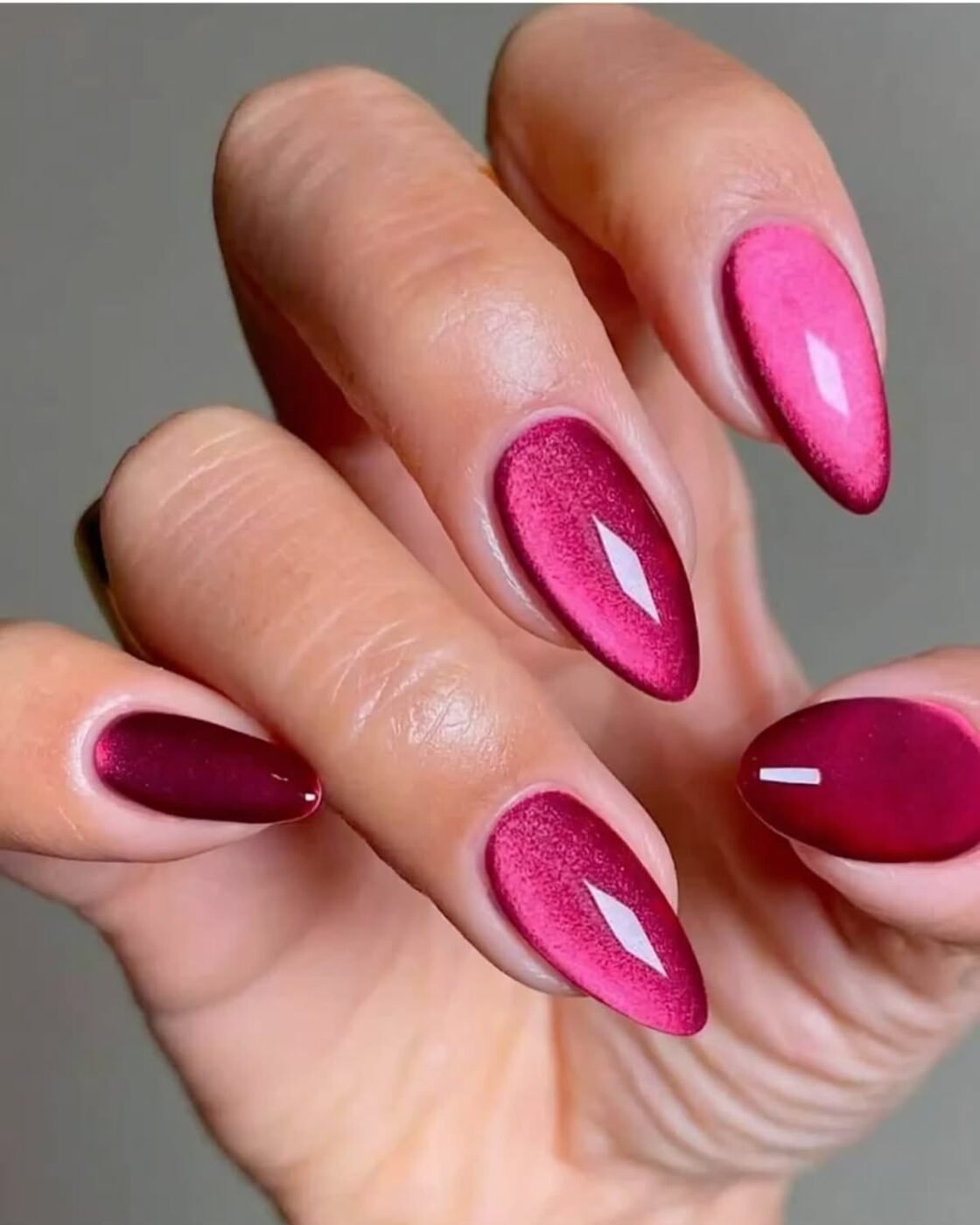 Pink cat-eye nails